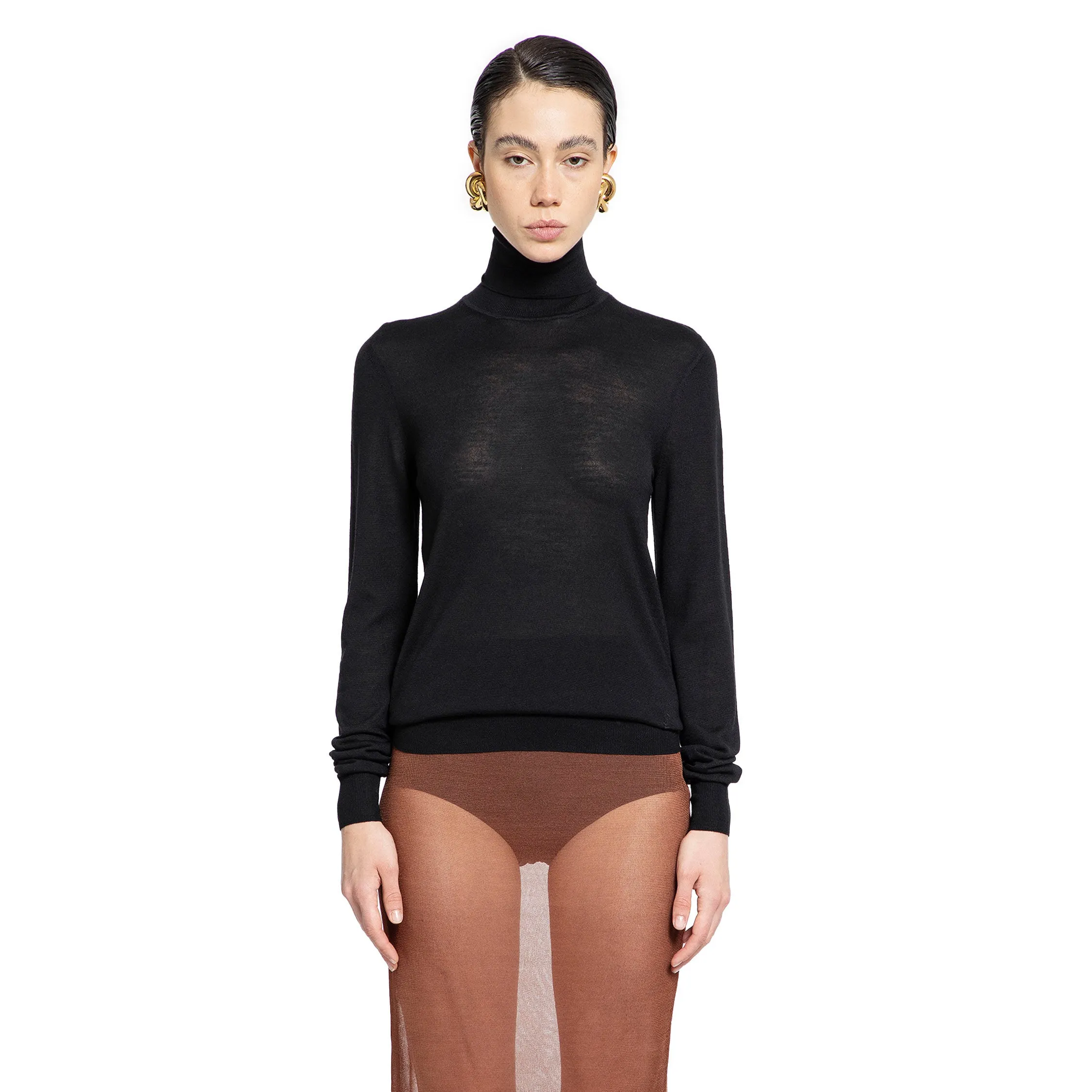 SAINT LAURENT WOMAN BLACK KNITWEAR