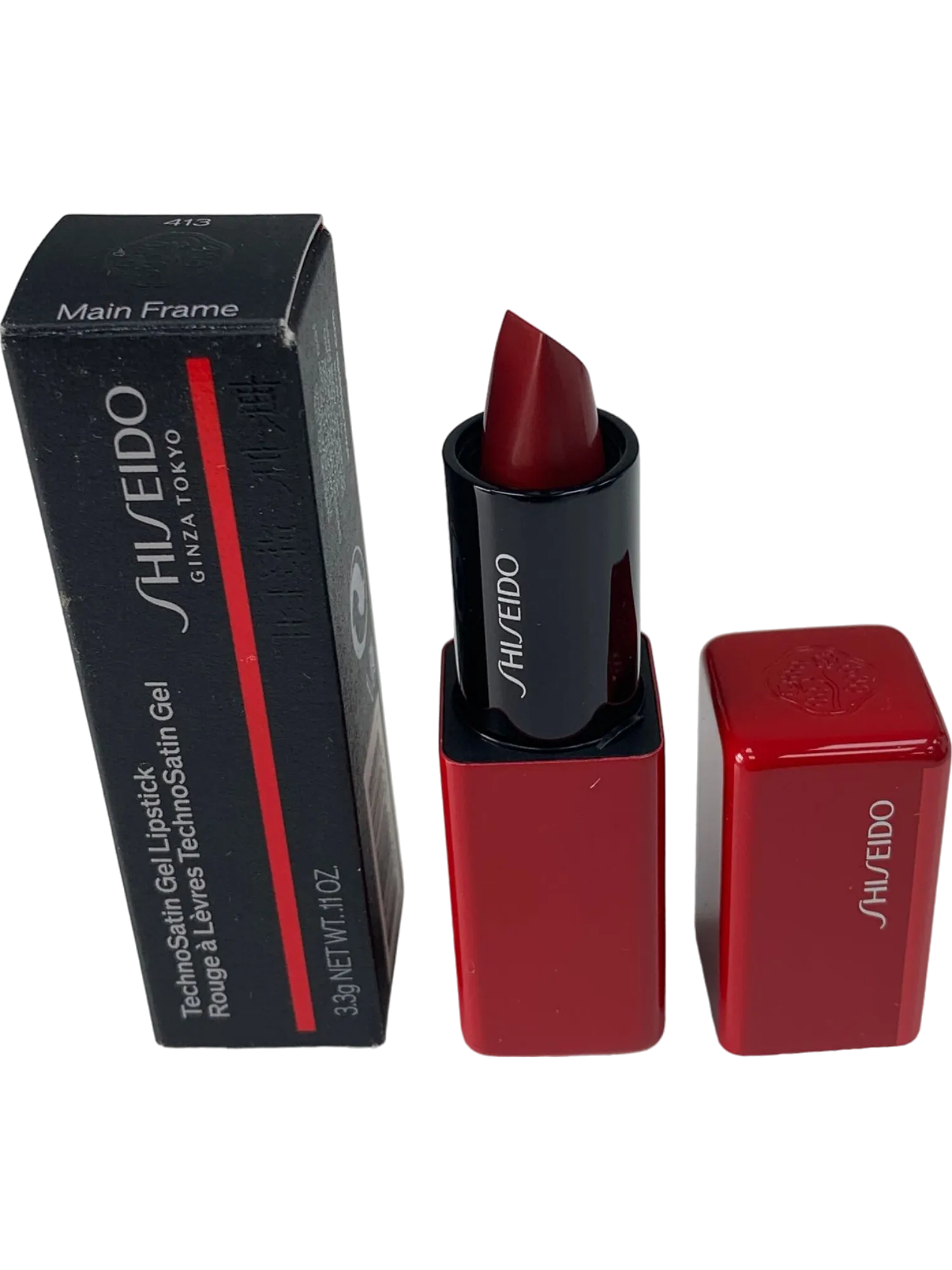 Shiseido TechnoSatin Gel Lipstick 413 Main Frame Red Satin Finish