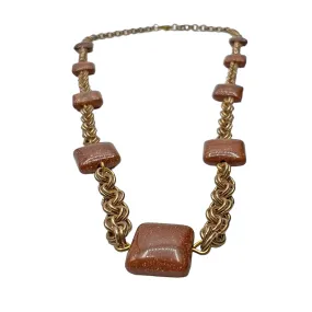 Square Goldstone Geometric Necklace