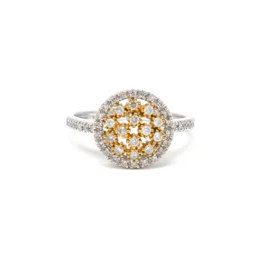 Star Studded Halo Diamond Ring in 14K White/Yellow Gold