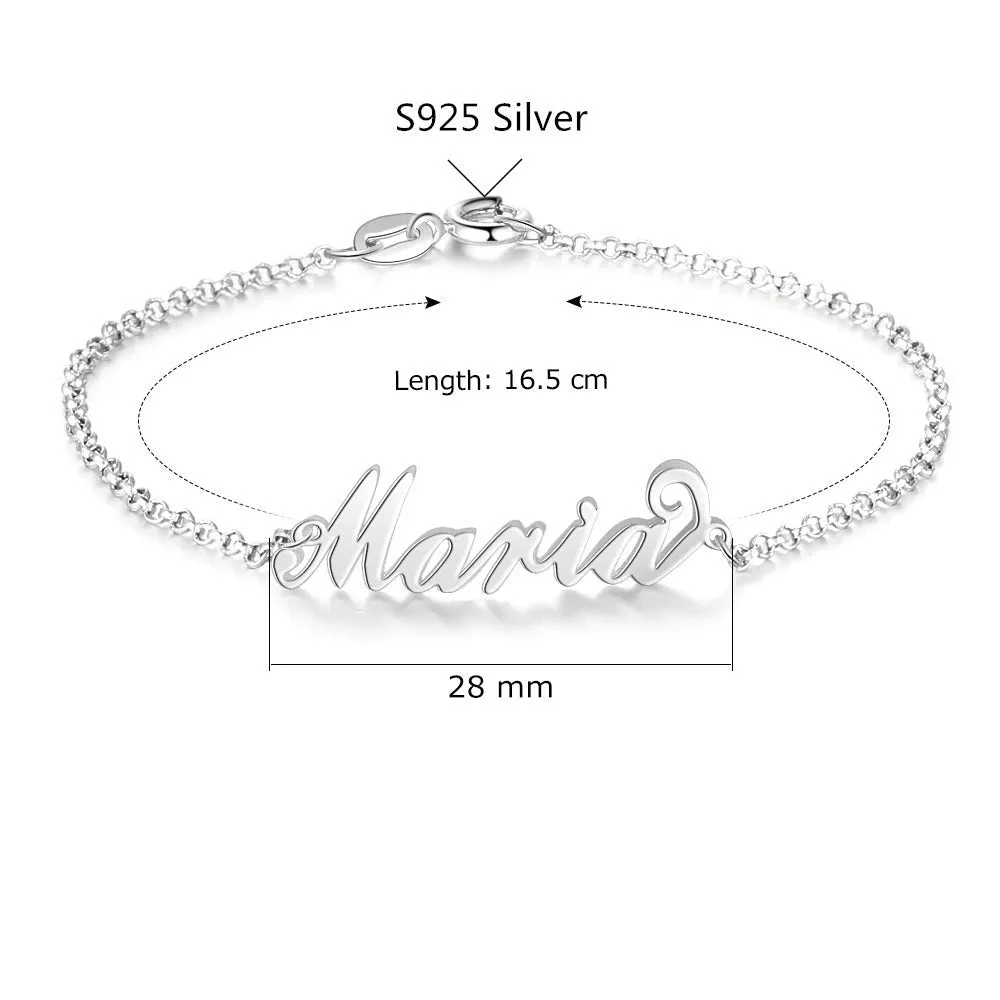 Sterling Silver Custom Name Bracelets For Women