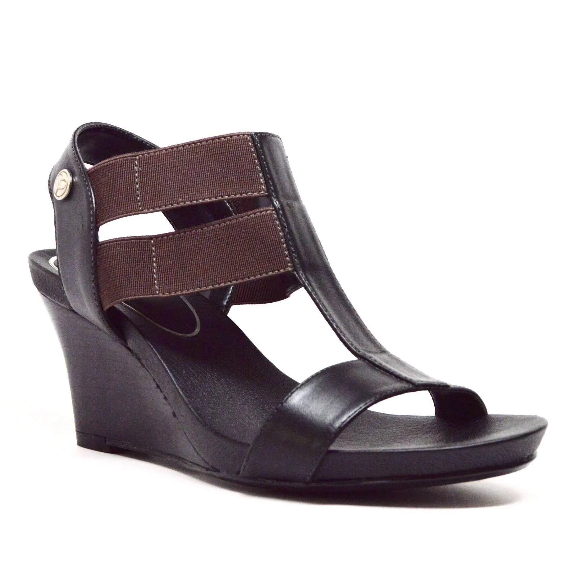 STRETCH WEDGE HEEL - BLACK LEATHER