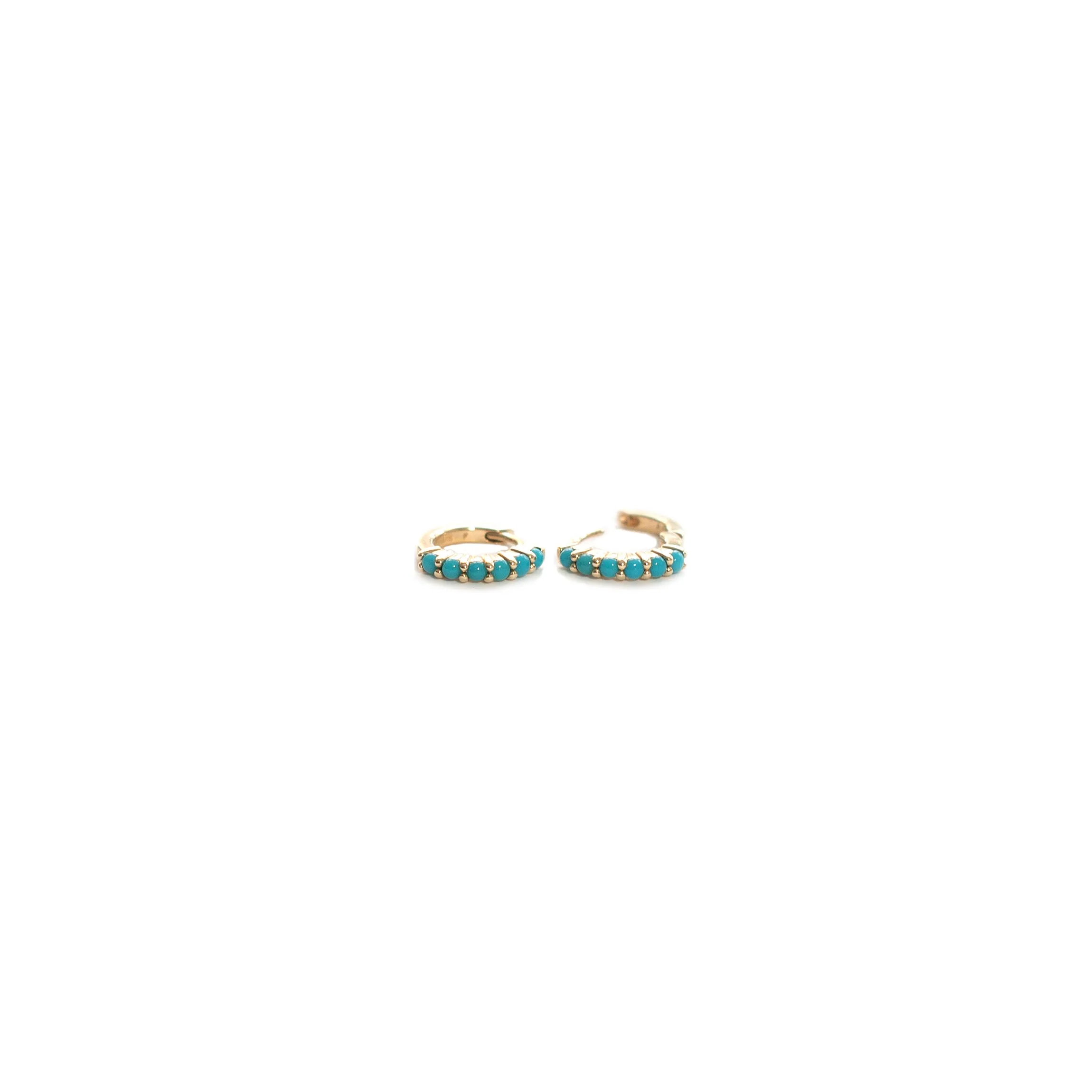 Tess : turquoise or pearl hinged huggie hoops