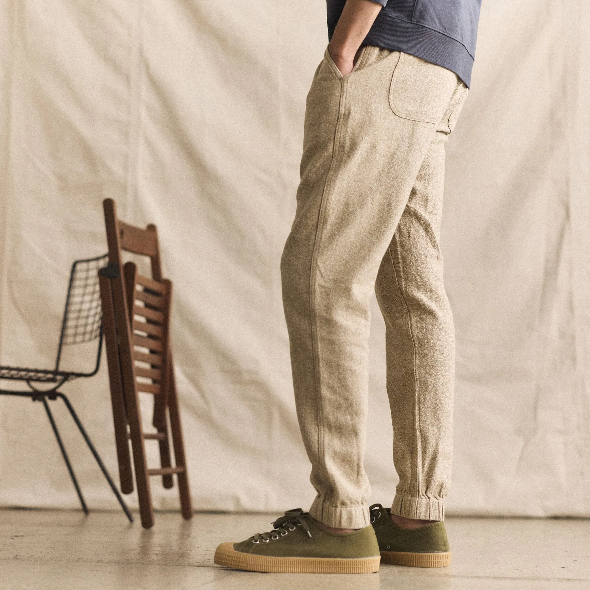 The Apres Pant in Oat Linen Tweed