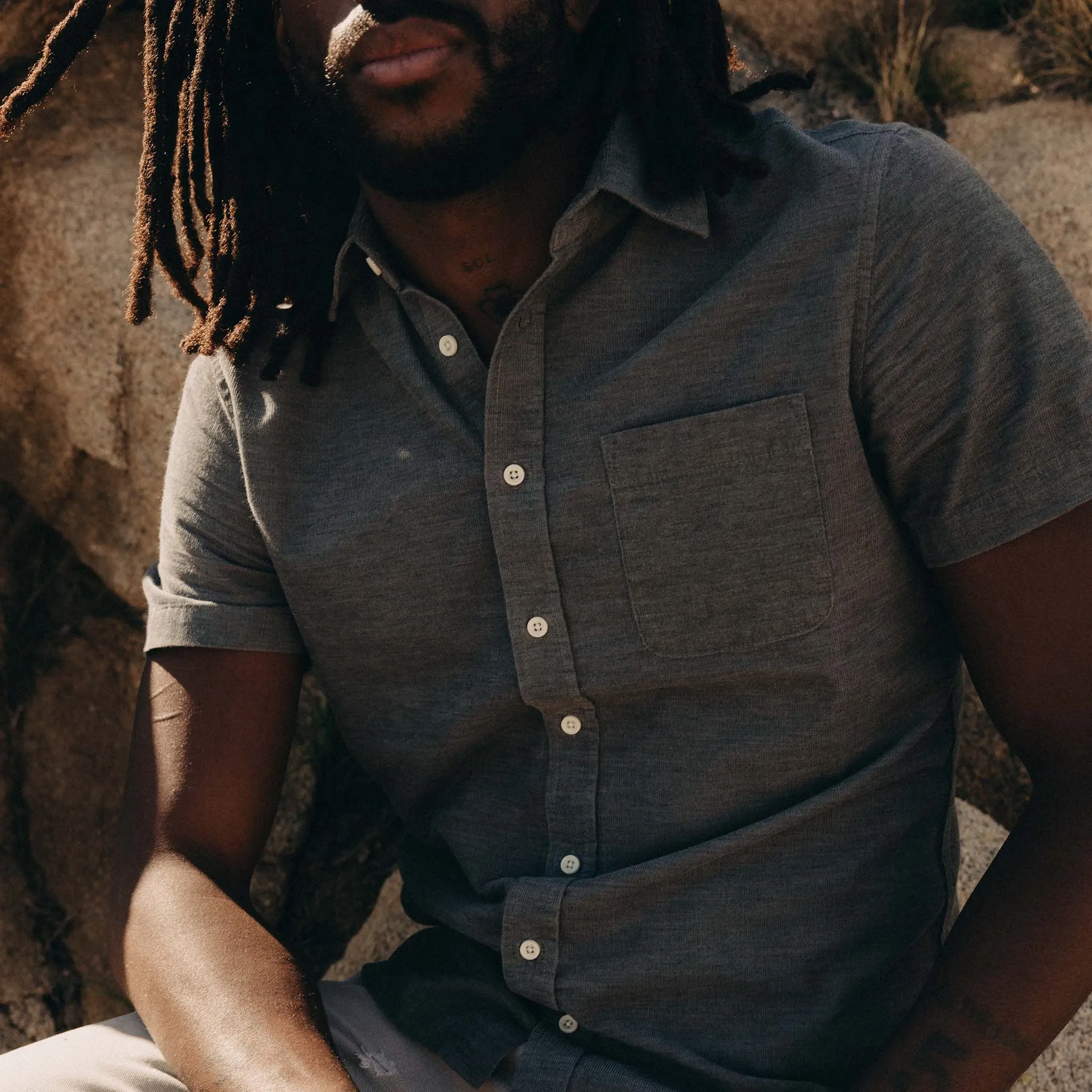 The Short Sleeve California in Heather Slate Cord