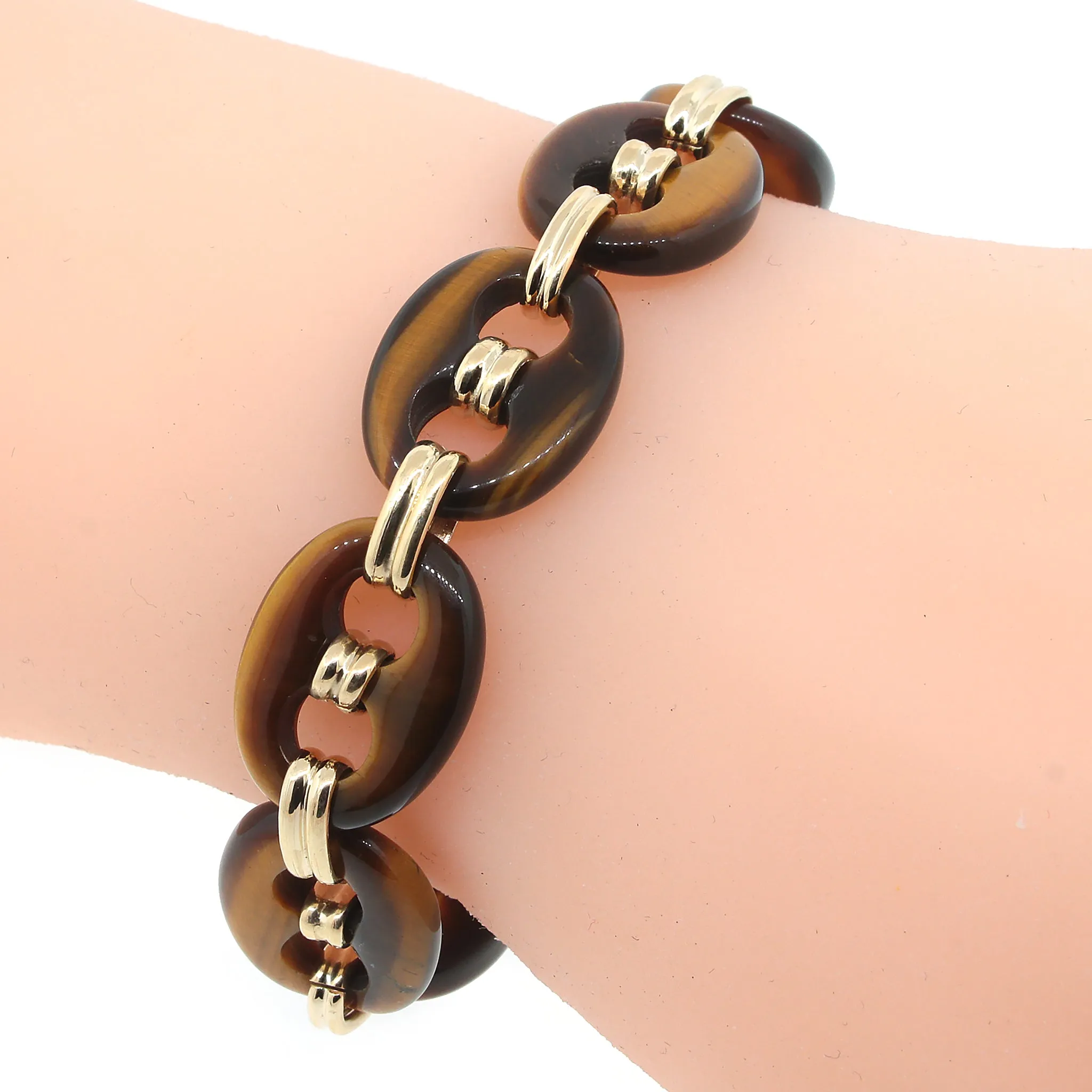 Tiger Eye Mariner Link Bracelet