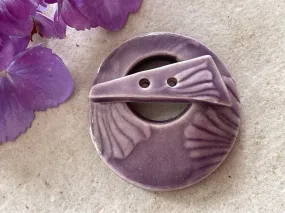 Toggle Clasp, Ceramic Toggle, Purple Toggle, Floral Toggle, Ginkgo Clasp, Jewelry Component, DIY jewelry