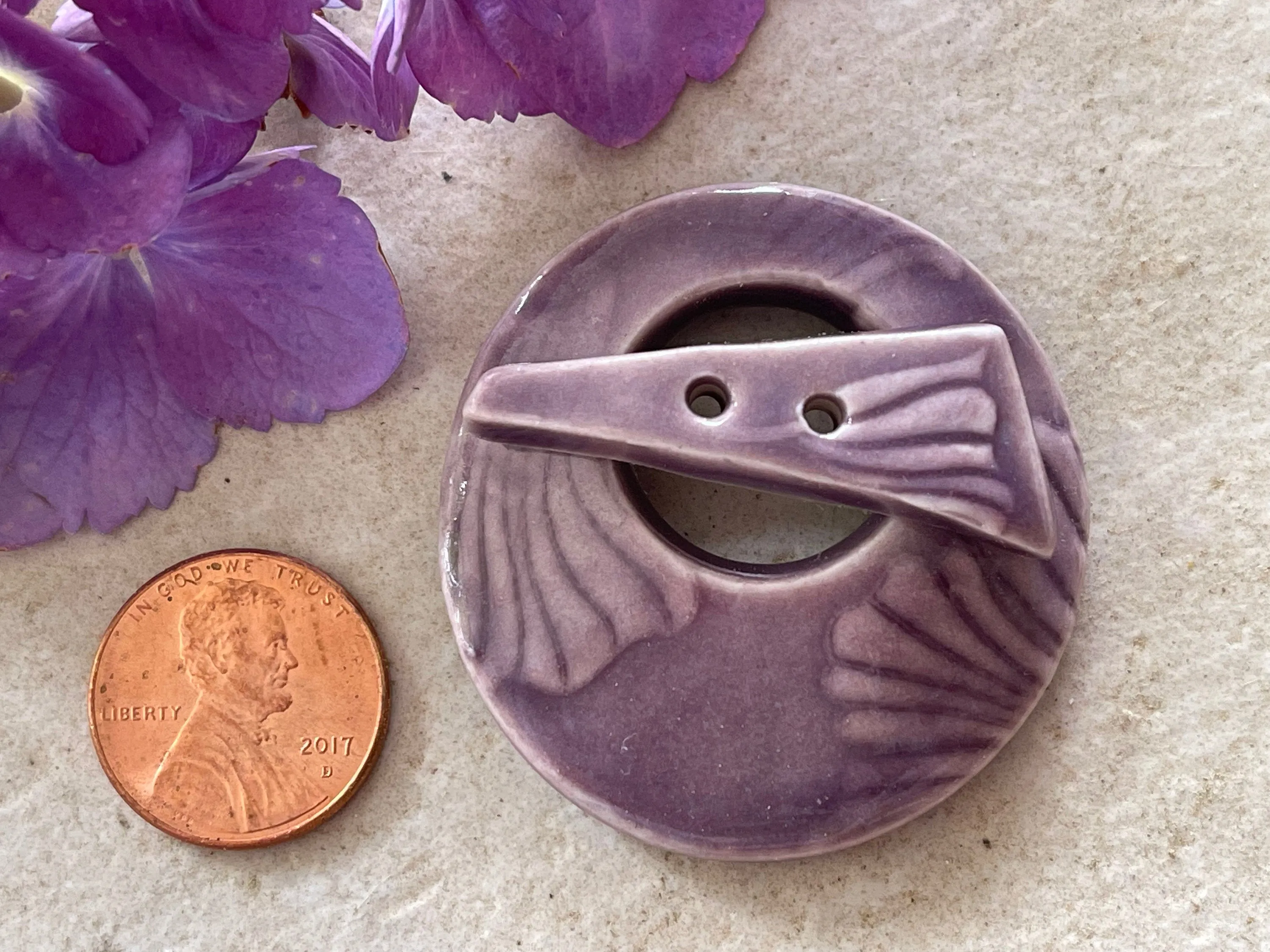 Toggle Clasp, Ceramic Toggle, Purple Toggle, Floral Toggle, Ginkgo Clasp, Jewelry Component, DIY jewelry