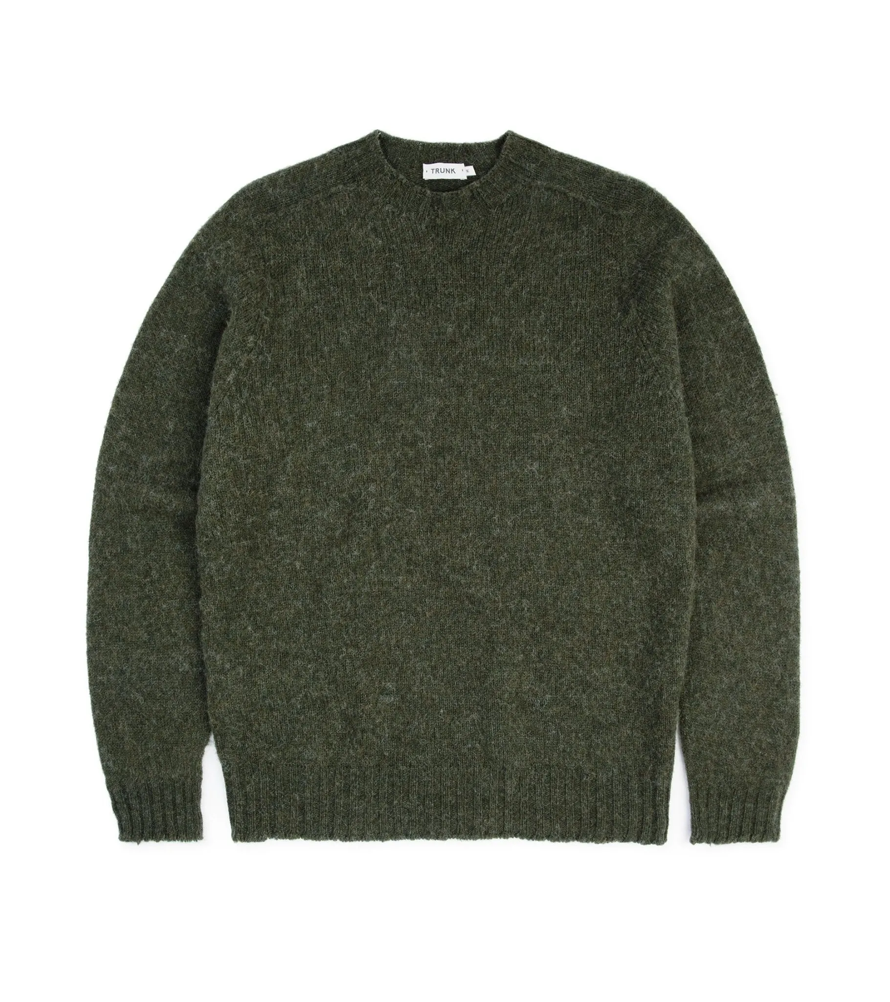 Trunk Berwick Brushed Shetland Crew Sweater: Dark Olive