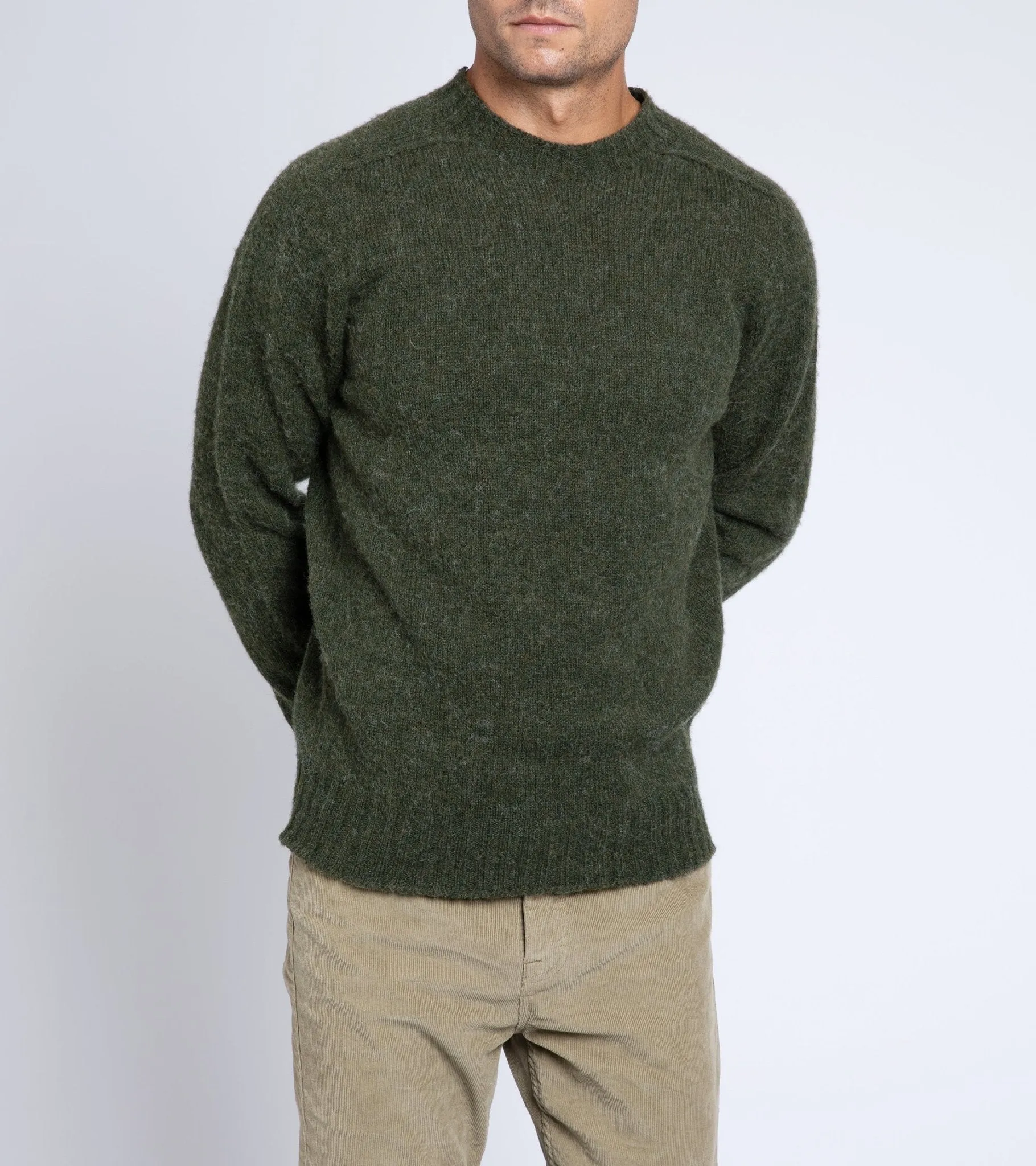 Trunk Berwick Brushed Shetland Crew Sweater: Dark Olive