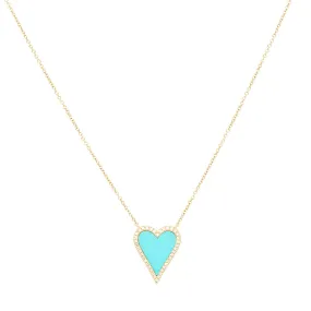 Turquoise Diamond Heart Necklace