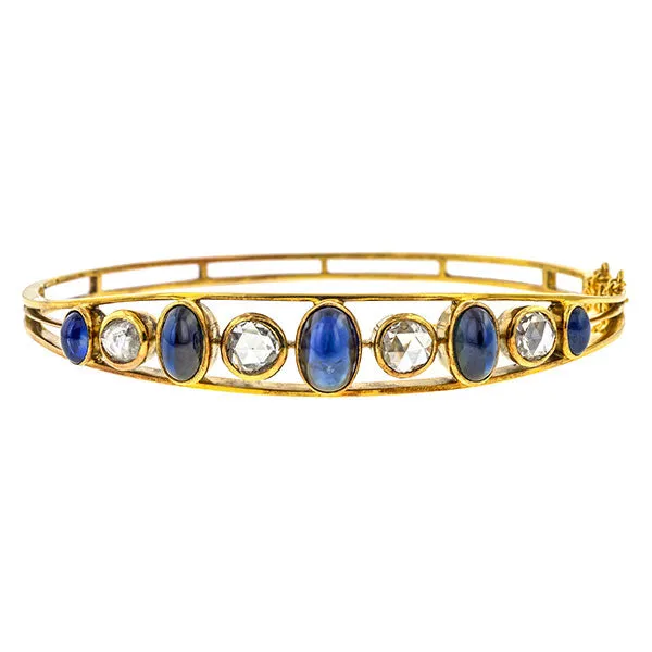 Vintage Cabochon Sapphire & Rose Cut Diamond Bracelet