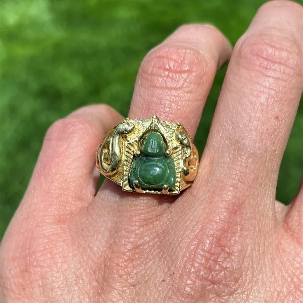 Vintage Carved Jade Ring