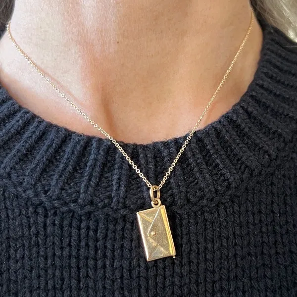 Vintage Envelope Charm Pendant Necklace