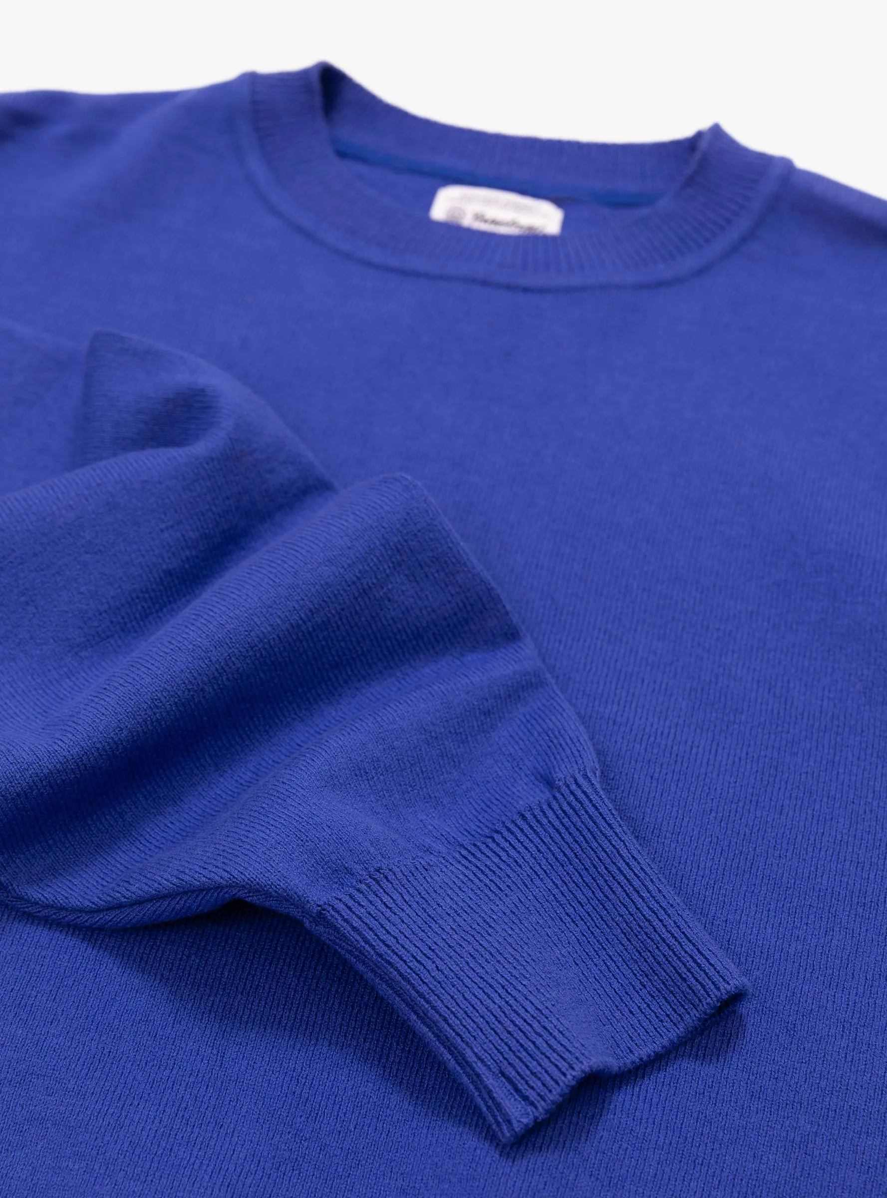 Wave Cotton Knit Pullover Blue