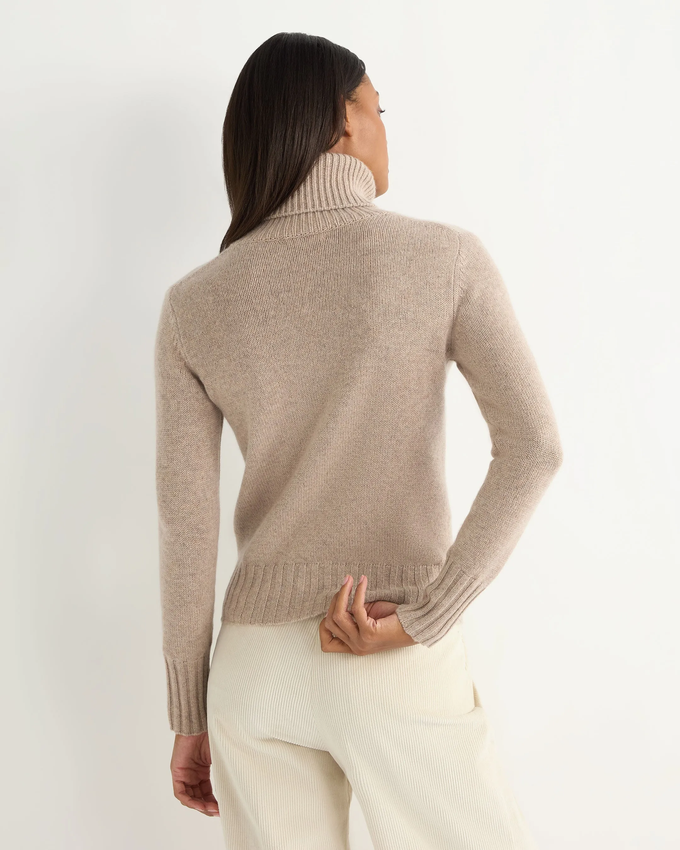 Women's Hazel Chunky Turtle Neck Cashmere Sweater Oatmeal Brown