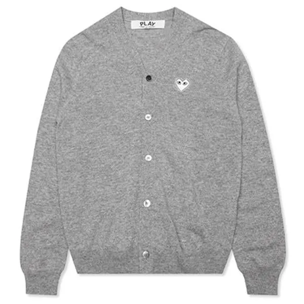 Woven V-Neck Cardigan - Light Grey