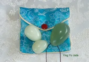 Yin Yang Set of 3 Jade Eggs for Kegel, Pelvic Floor Exercise-Drilled with Hole